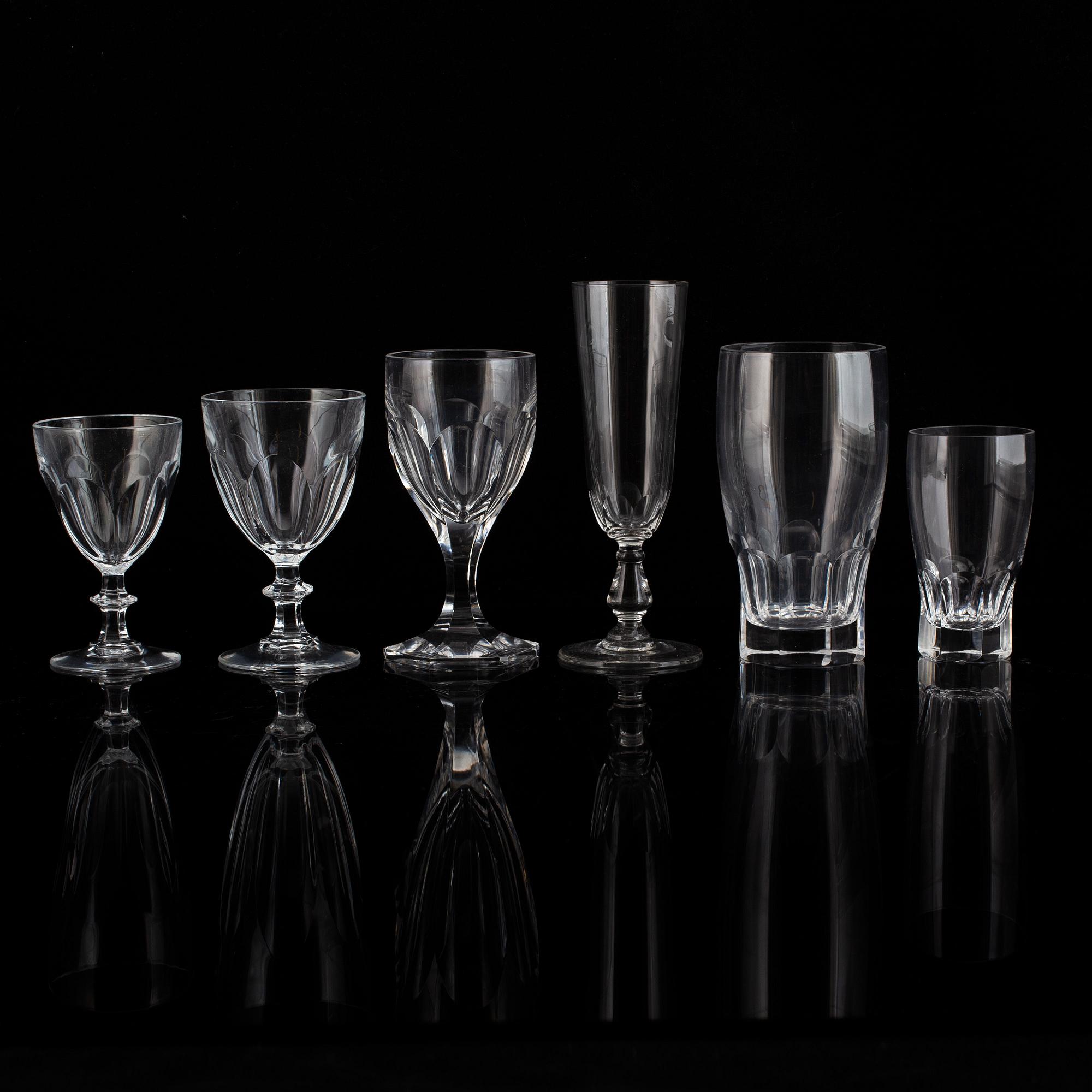 A glass service, 20th Century, presumably Orrefors. (61 pieces).