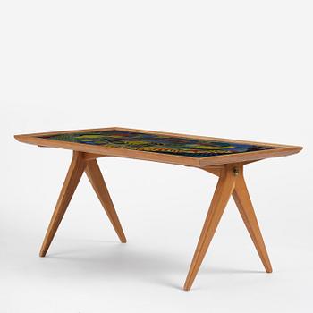 Stig Lindberg, & David Rosén, a coffee table from the Triva series, Gustavsberg, with base by Nordiska Kompaniet, 1952.