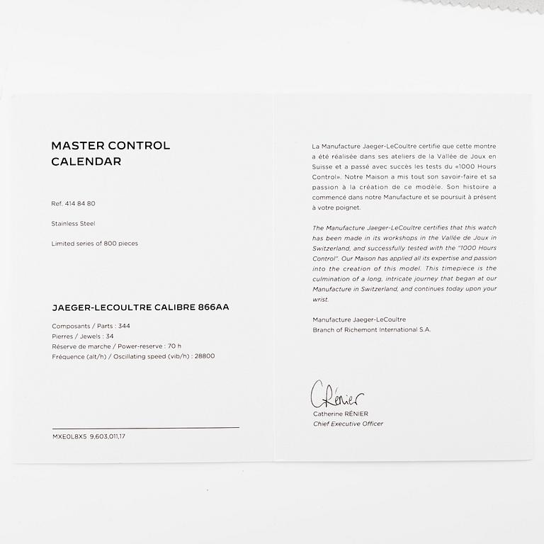 Jaeger-LeCoultre, Master Control Calendar, "One of 800", ca 2023.
