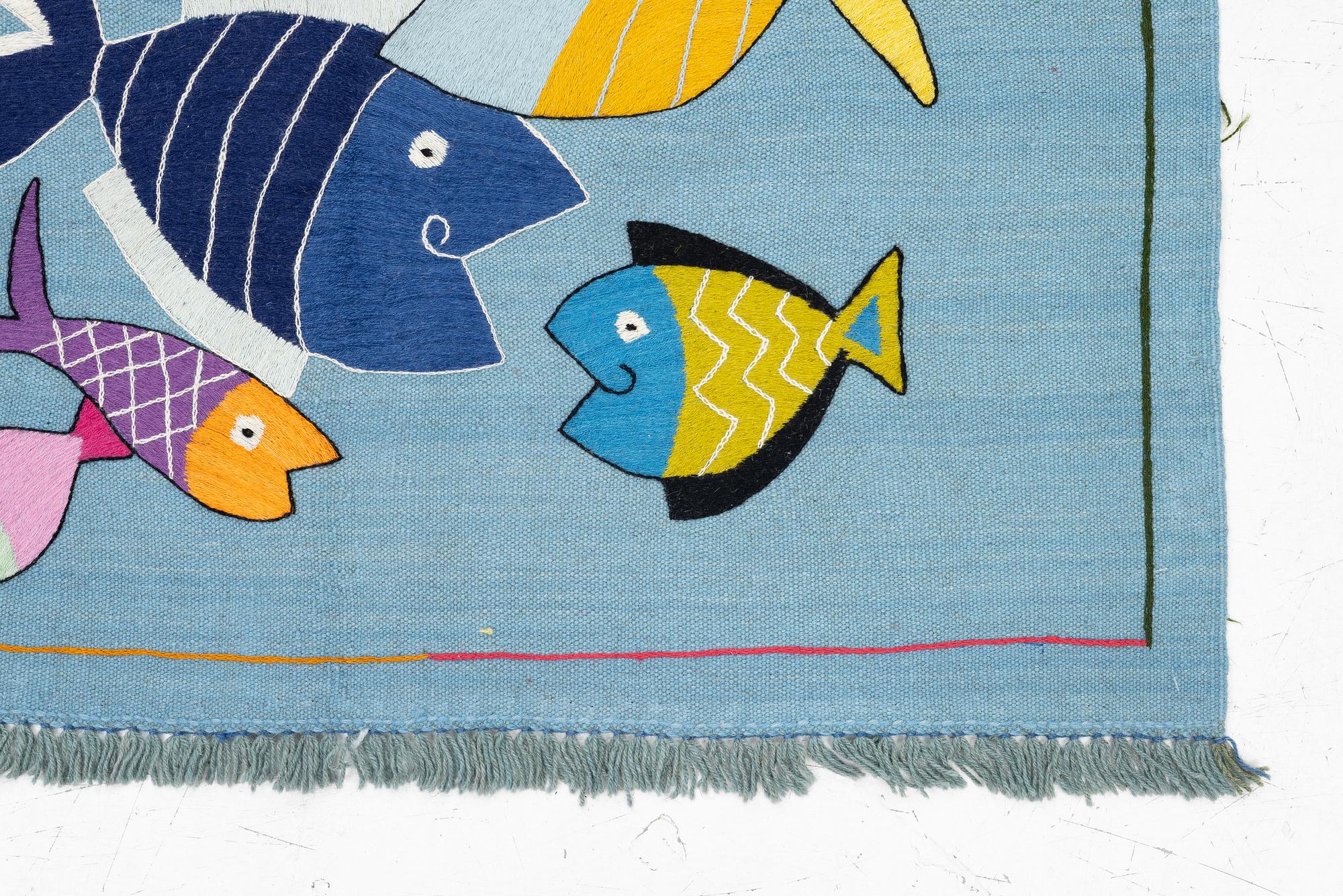 A hand-embroidered Kelim rug, 178 x 121 cm.