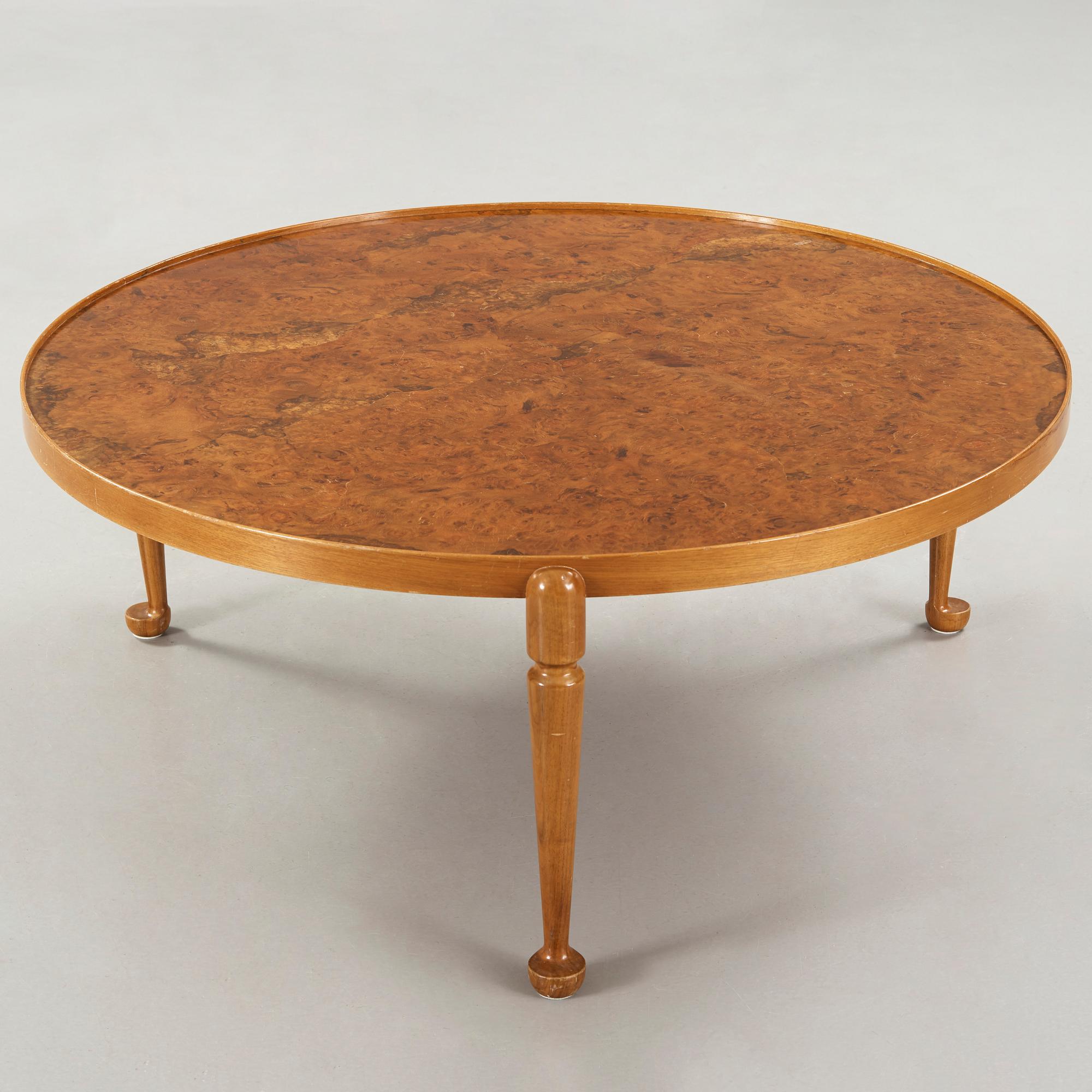 A Josef Frank burled wood top sofa table, model 2139, Svenskt Tenn Sweden probably 1950-60's.