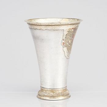 A Swedish 18th century parcel-gilt silver beaker, mark of Petter Gillberg, Varberg 1791.