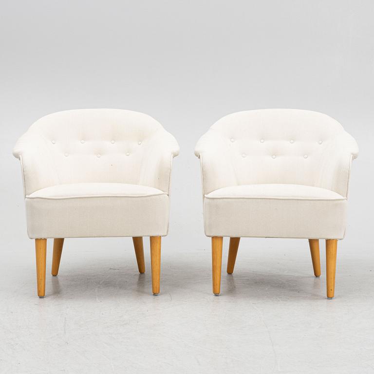 Carl Malmsten, a pair of 'Lillpaddan' armchairs, OH Sjögren, second half of the 20th Century.