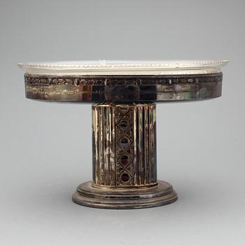 JARDINIERE, nysilver samt glas, 1900-talets början.