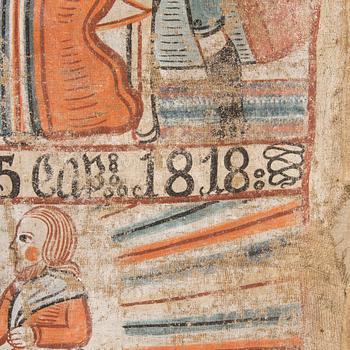 A folk art traditional wall painting southern Sweden dated 1818.