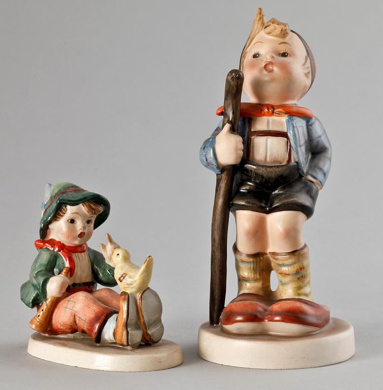 FIGURINER, 2 st, porslin, Hummel, Goebel, Tyskland, design 1930-tal.