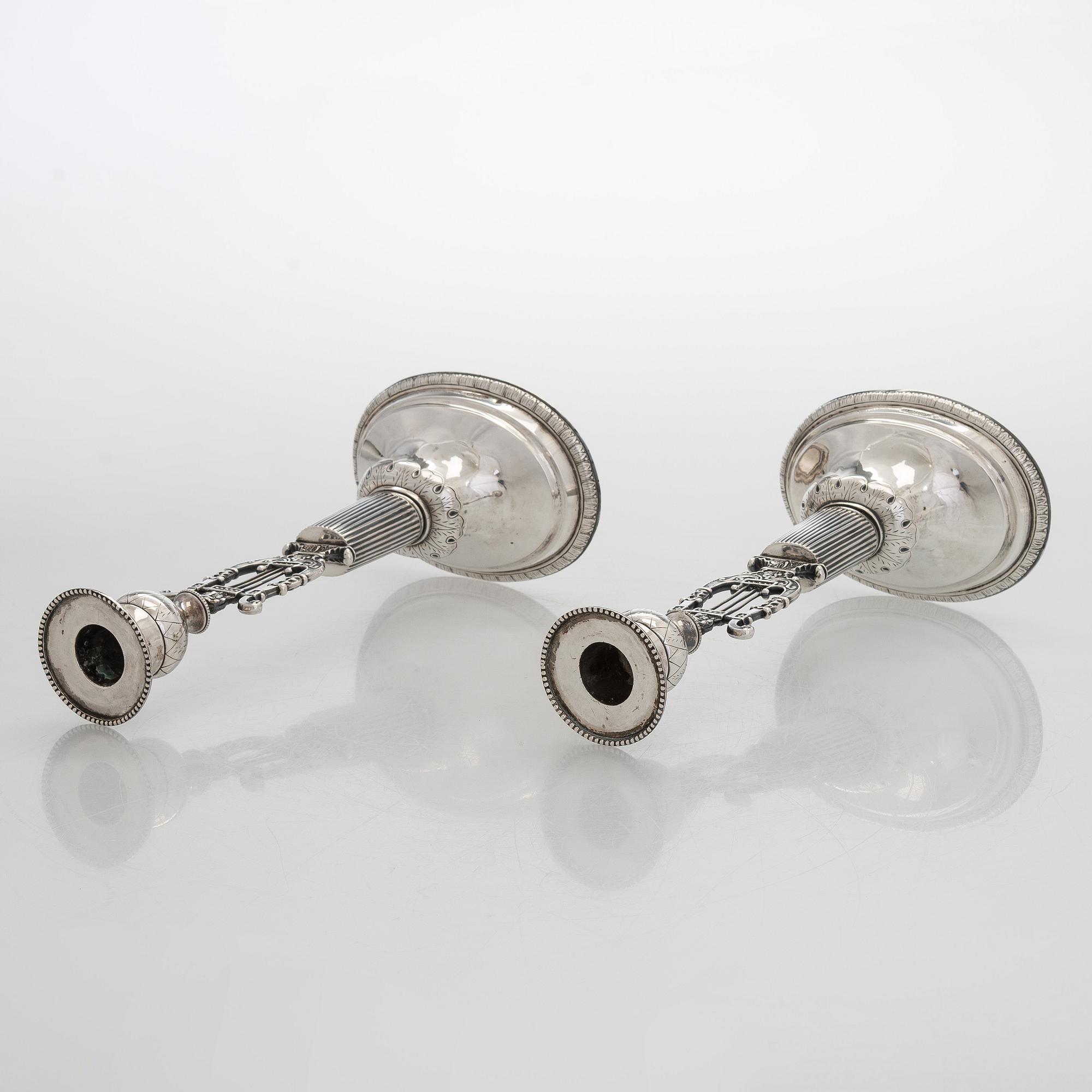 A pair of Empire silver candlesticks, maker's mark of Jacob Herman Lundström, Kuopio 1830.