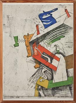 Hannes Postma · HANNES POSTMA, kolorerad etsning, sign.
