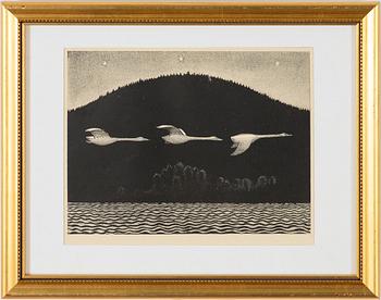 John Bauer, ”Tre svanor kommo flygande med susande vingslag”.