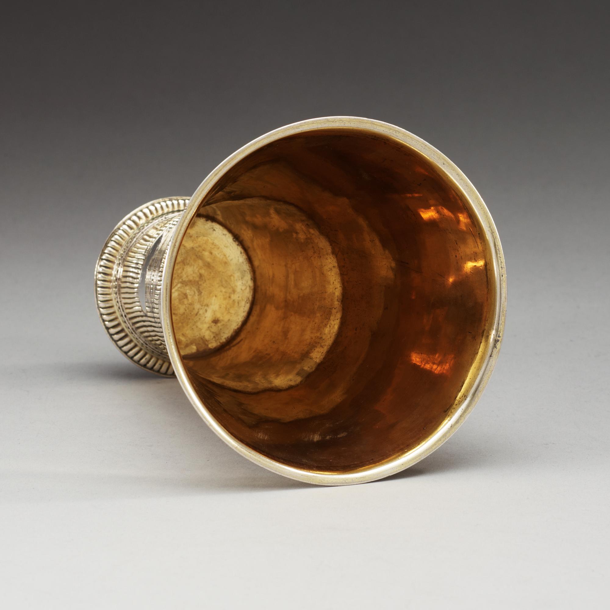 A Swedish 18th century parcel-gilt beaker, makers mark of Cornelius Zitski, Stockholm 1732.
