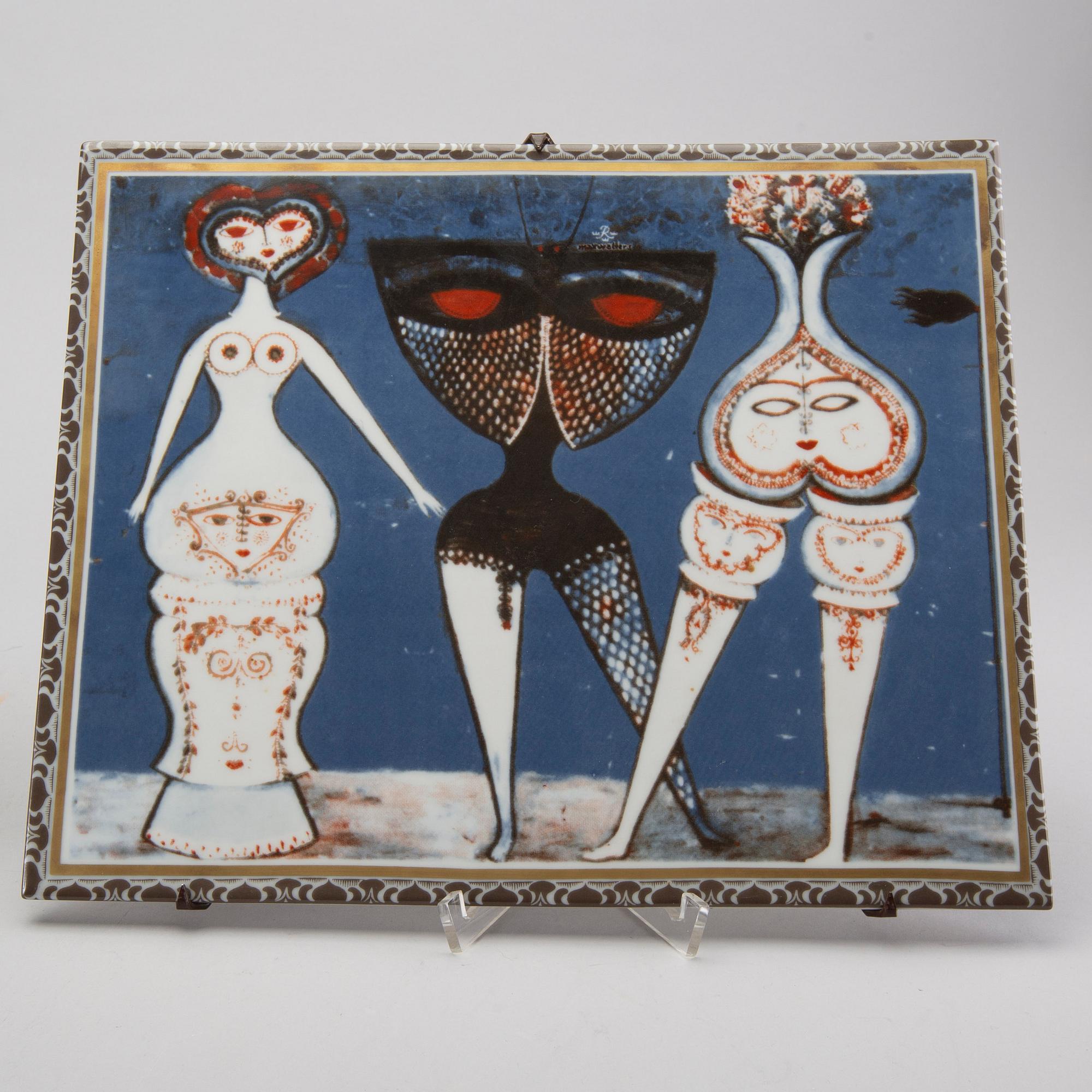 MAX WALTER SVANBERG, 2 st väggplaketter, porslin, Rörstrand, 1900-talets sista kvartal.