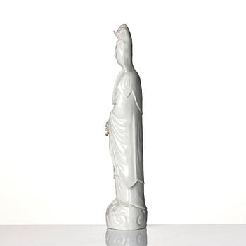 A blanc-de-chine figure of Guanyin, Qing dynasty.