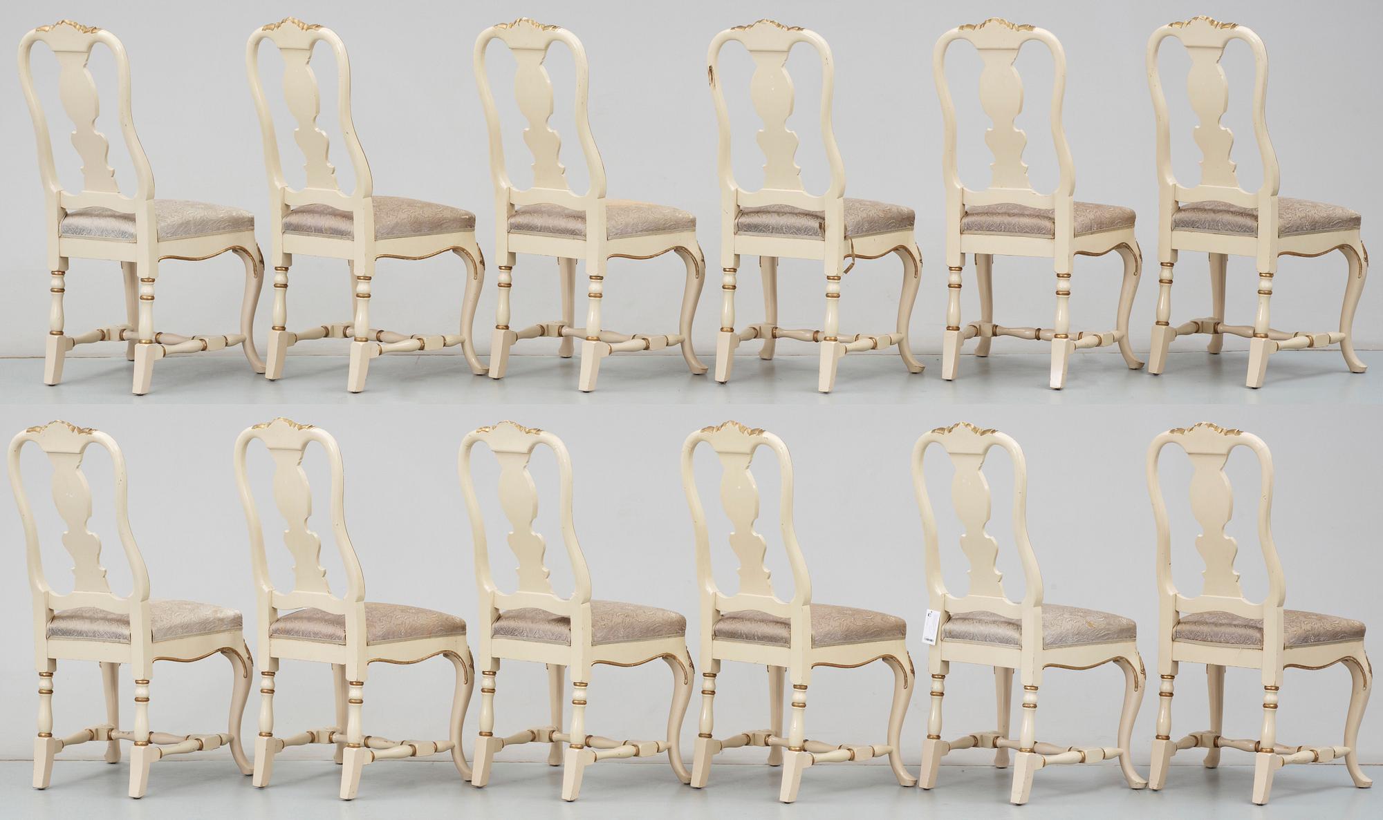 MATSALSGRUPP, 18 delar, rokokostil, Lysberg  och Hansen A/S, Kgl. Hofleverandör Palaegade Köbenhavn,1900-tal.