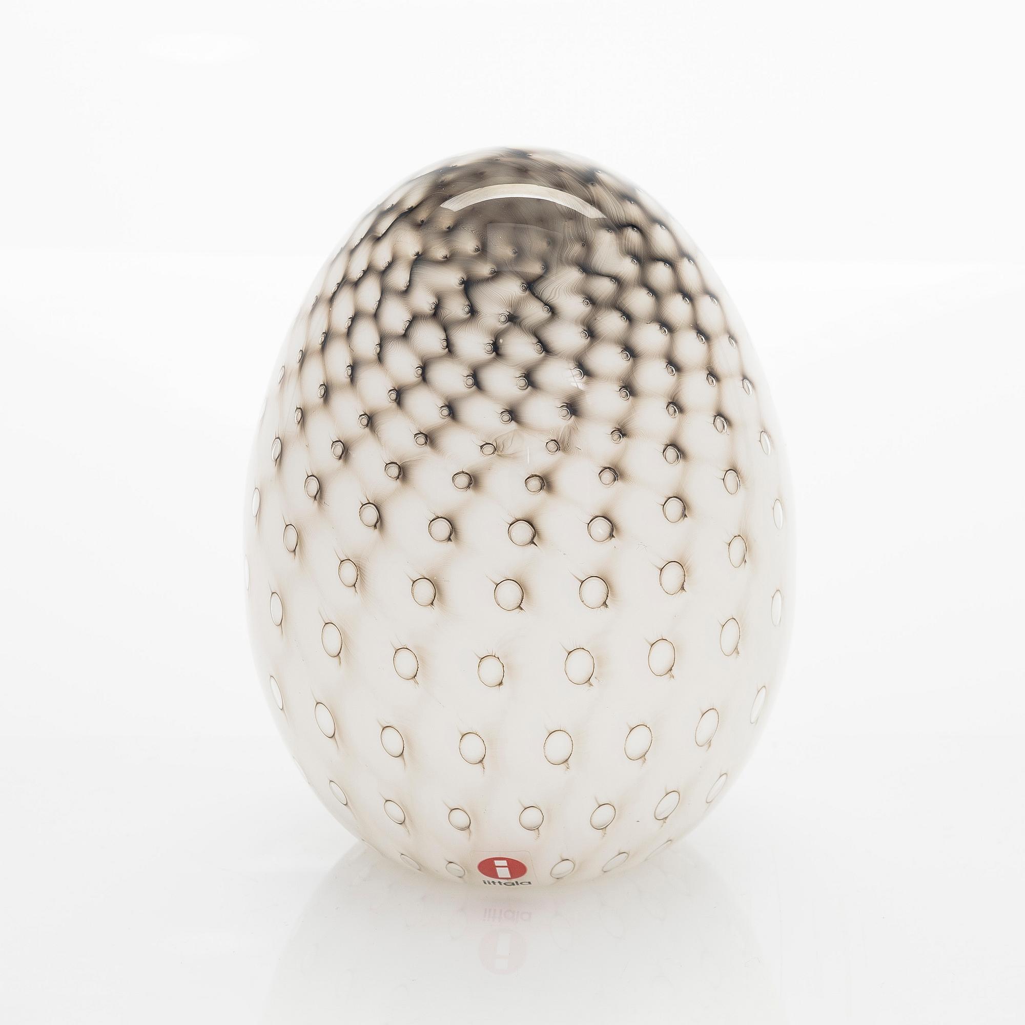 Oiva Toikka, lasilintu, "Raakel" ja muna "Raakelin tähden", signeerattu O. Toikka Nuutajärvi 2009.