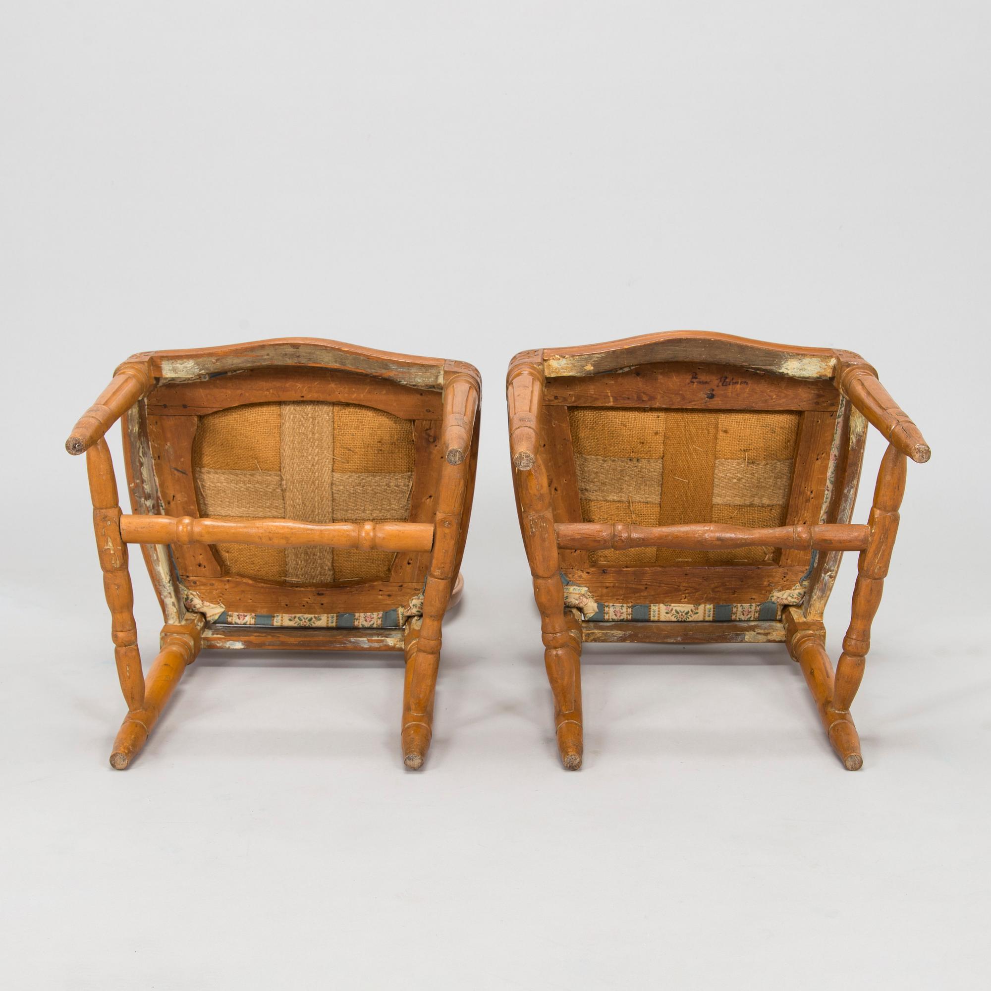 Four Swedish Gustavian chairs, 18th century.