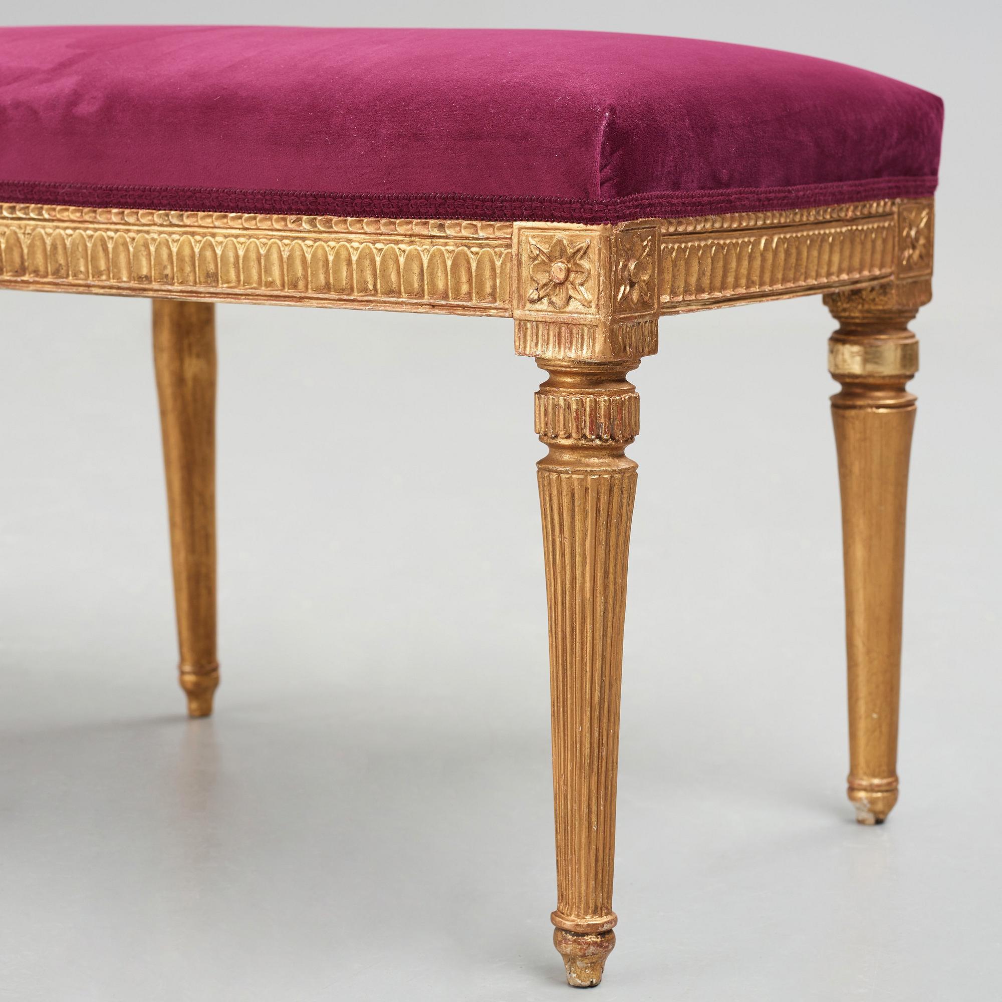 A late Gustavian bench by Nils Thorsson (b. 1779, d. 1848), Ingemantorp, Lindome.