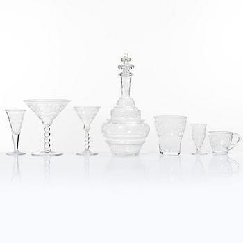 Simon Gate, a 40-piece 'Molnet' glass service, Orrefors.