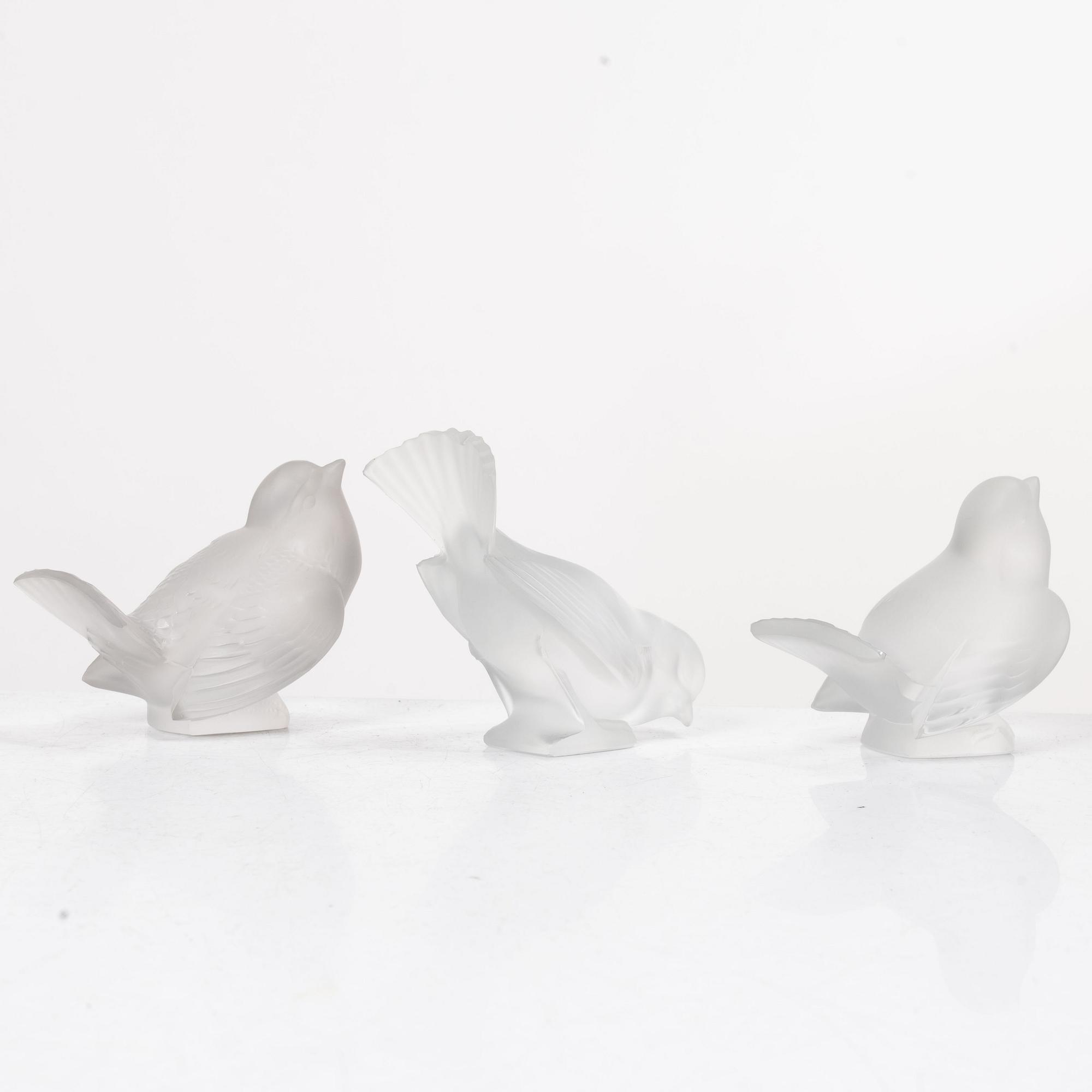 René Lalique, Six glass objects, Lalique, France, second half of the 20th century.