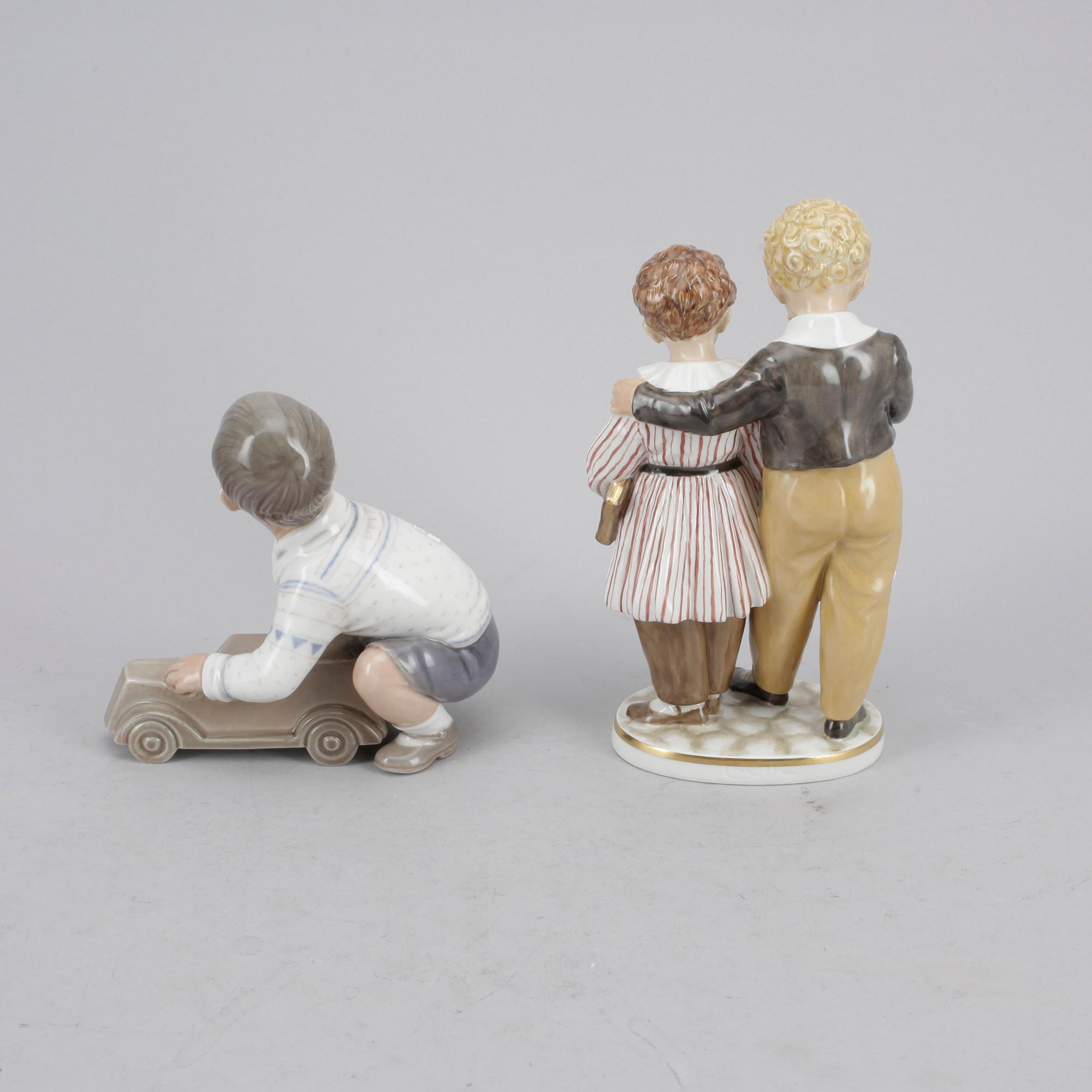 FIGURINER, 2 st, porslin, Royal Copenhagen och Dahl Jensen, Danmark.