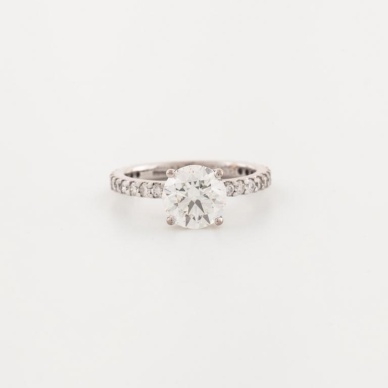 A brilliant cut diamond ring.