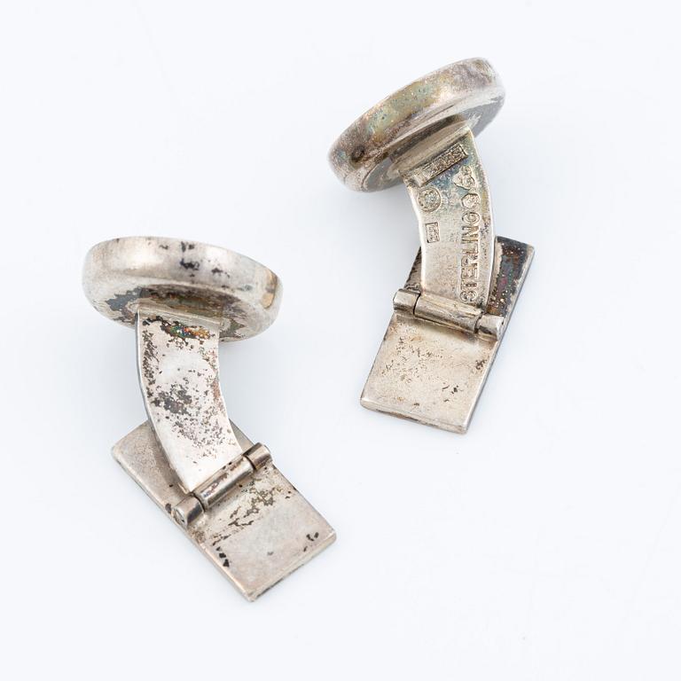 Tre par manschettknappar silver, bla Terrs, med bland annat spektrolit.