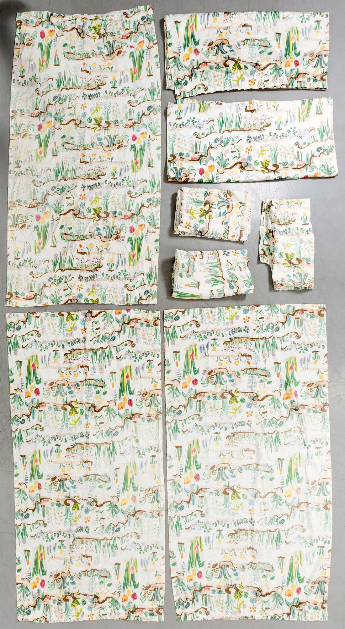 GARDINER, bomull, 4 par (8 delar), Josef Frank, Svenskt Tenn, formgiven 1920-tal.