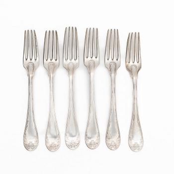 Twelve pieces of silver cutlery, "Gammal fransk", Adolf Zethelius, Stockholm, early decades of the 19th century.