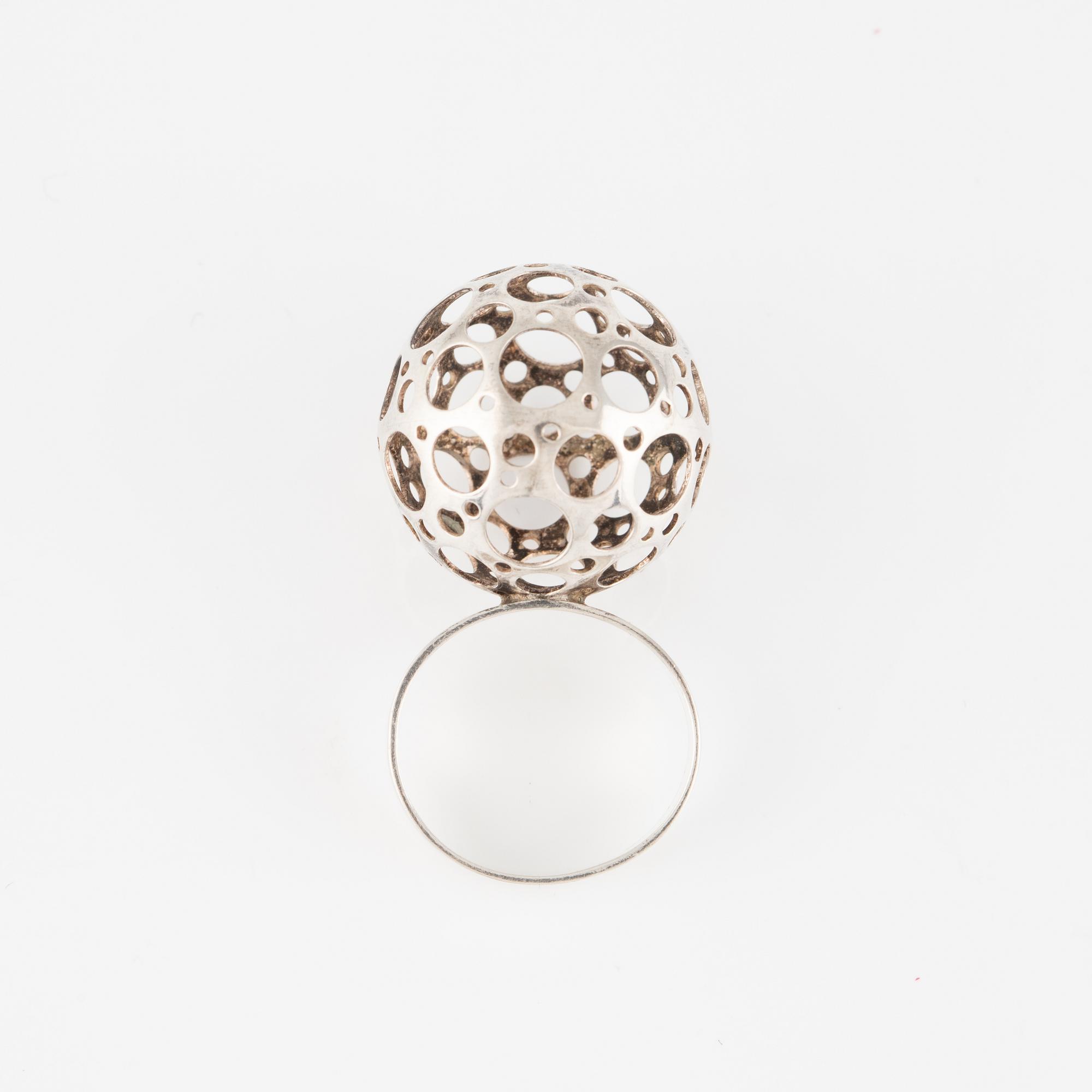 Liisa Vitali and probably Victor Jansson, earrings and ring, silver.