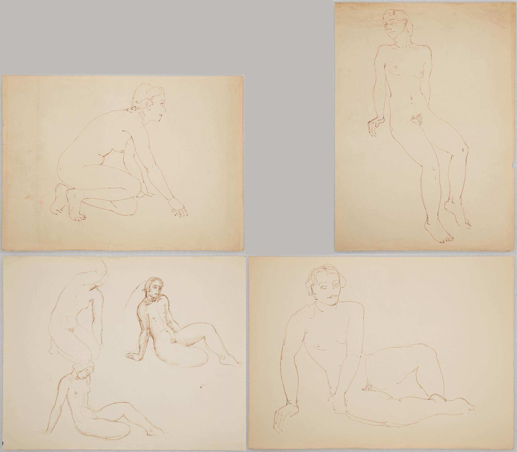 Wilhelm Kåge, modellstudier, fyra stycken, 1930-40-tal.
