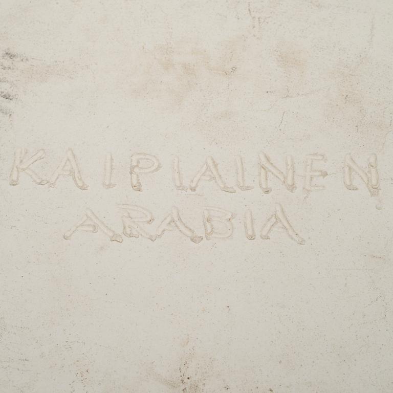 BIRGER KAIPIAINEN, A CERAMIC DISH. Flowers and dragonflies. Signed Kaipiainen, Arabia. Late 1970s.