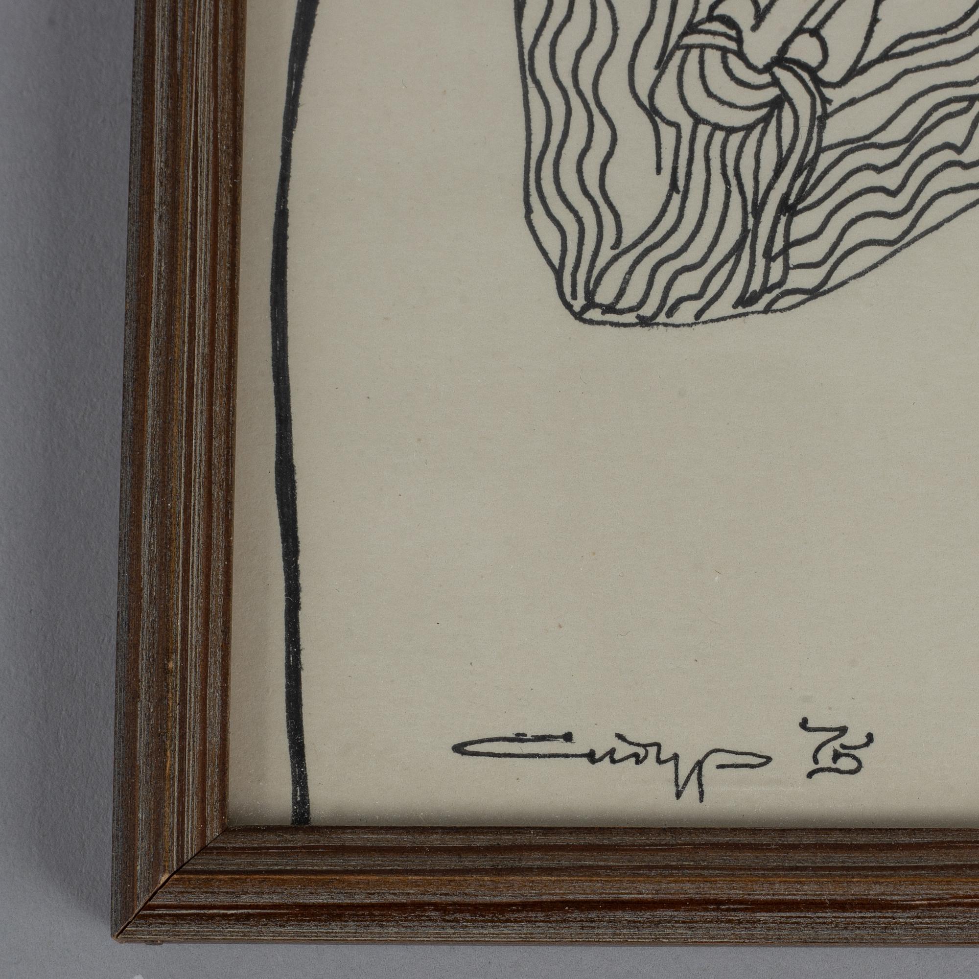 VADIM SIDUR, a set of 7 felt pen/ink drawings, signed and dated -70,  -74. -75, 78, -80.