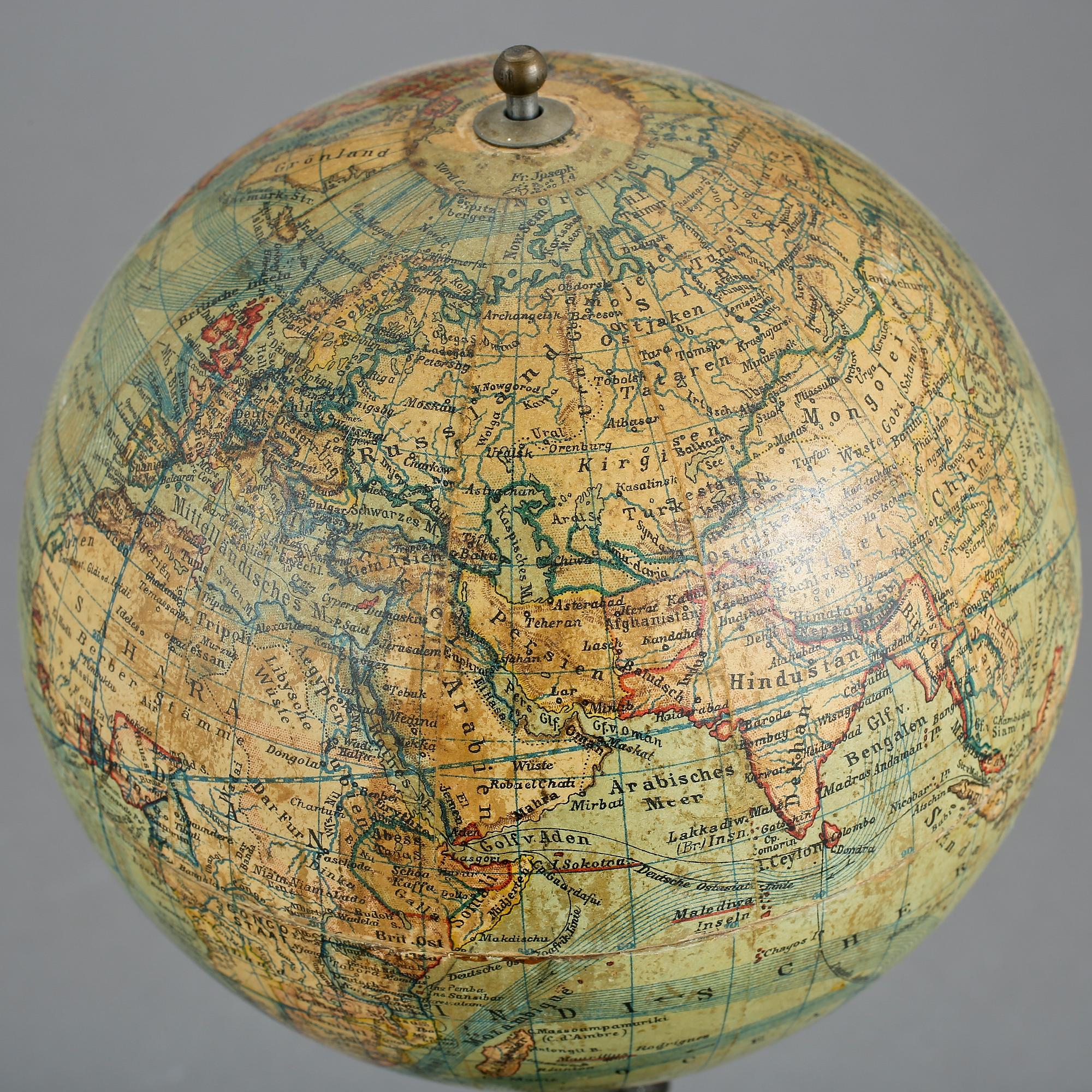 JORDGLOBB, miniatyr, 1890-tal. Ludw. Jul. Heymann. Berlin.