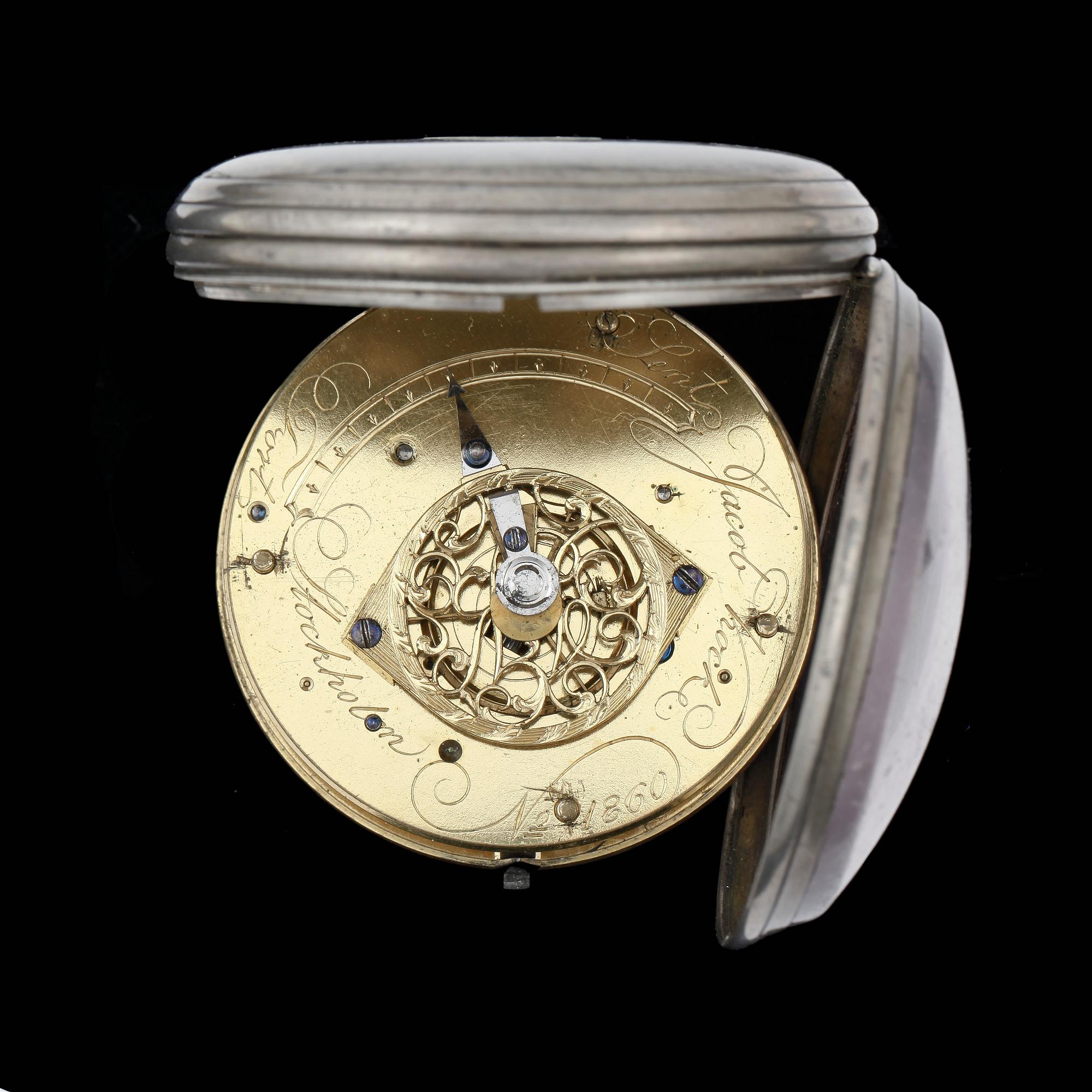 FICKUR, spindelgång, silver, märkt Jacob Kock, Stockholm (verksam ca1762-1803).
