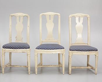 An assembled suite of 10 Transitional chairs, Stockholm, later part of the 18th century.