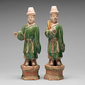 130. Two green glazed figures, Ming dynasty (1368-1644).