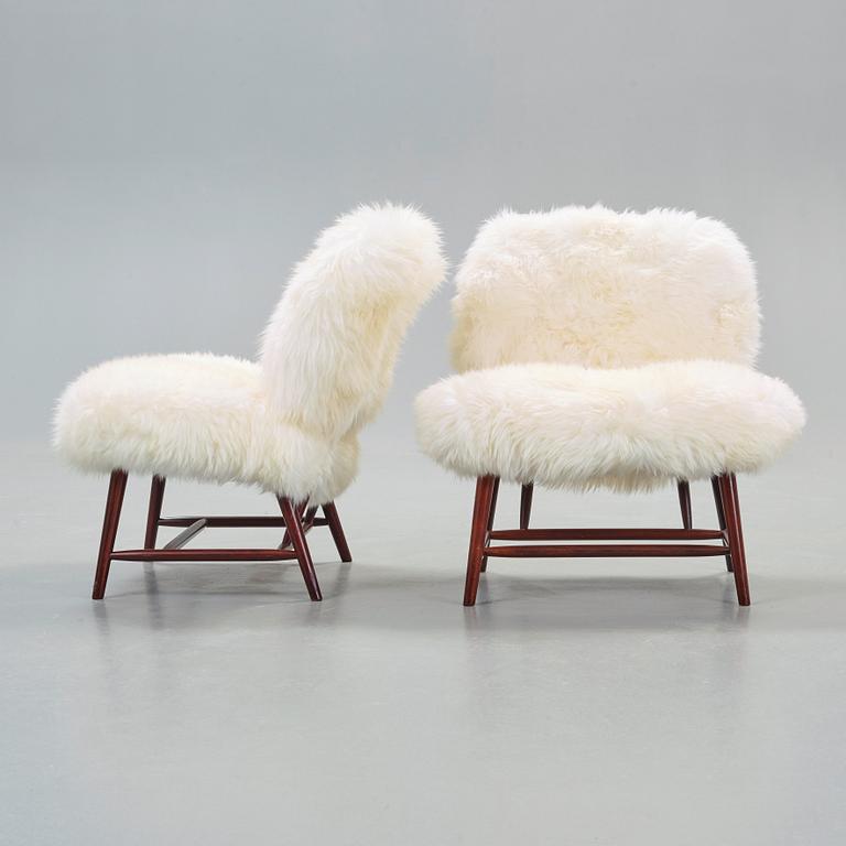 A pair of Alf Svensson 'TeVe' easy chairs, Studio, Ljungs Industrier, Sweden 1950's.