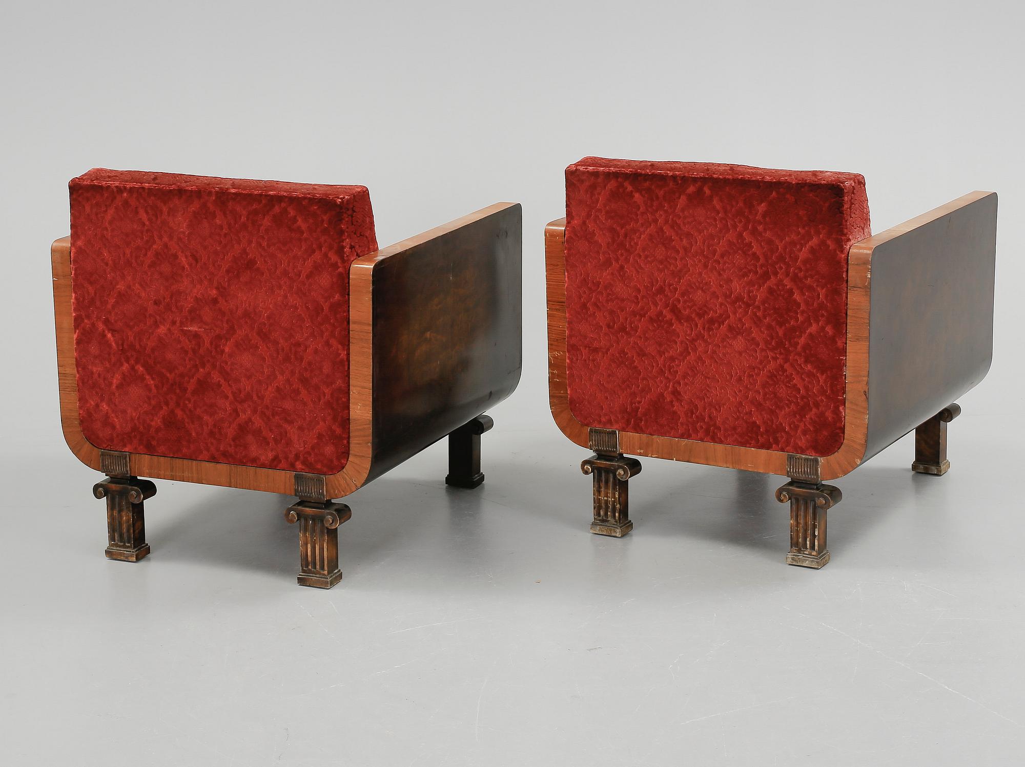 FÅTÖLJER, ett par, möjligen Erik Chambert, 1920/1930-tal.
