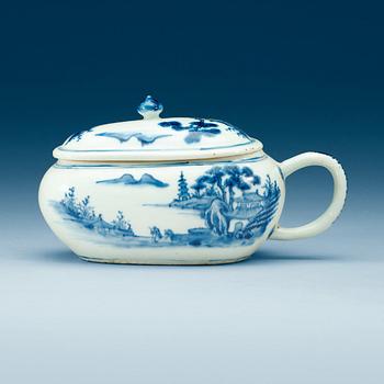 1748. A blue and white bourdalou, Qing dynasty, Qianlong (1736-95).