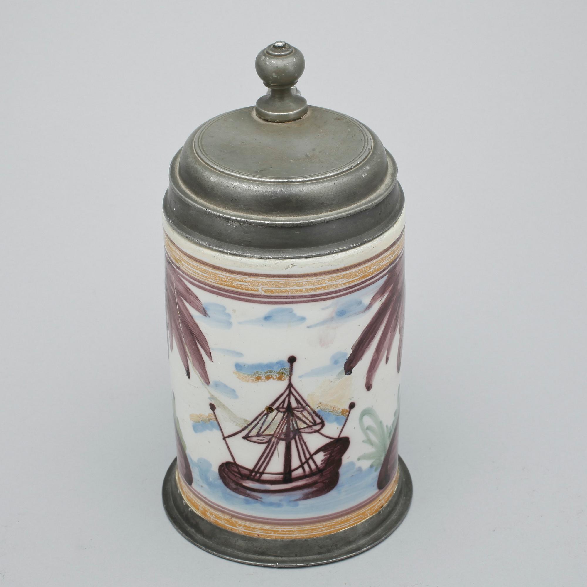 STOP samt TALLRIKAR, 2 st, fajans, bl.a. Rörstrand, 1700/1800-tal.