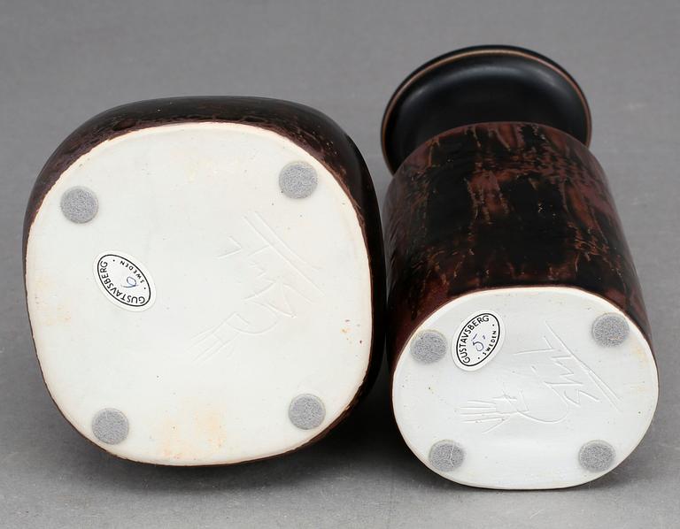 VASER 2 st, Stig Lindberg, Gustavsberg studio, 1976, stengods.