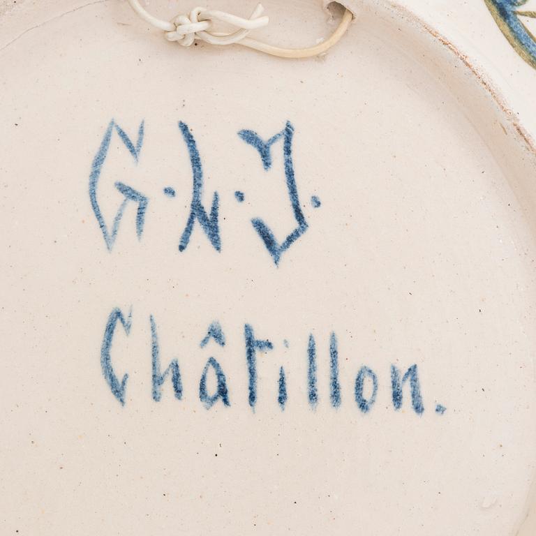 Greta-Lisa Jäderholm-Snellman, malja, keramiikkaa, signeerattu G.L.J. Châtillon, n. 1920.