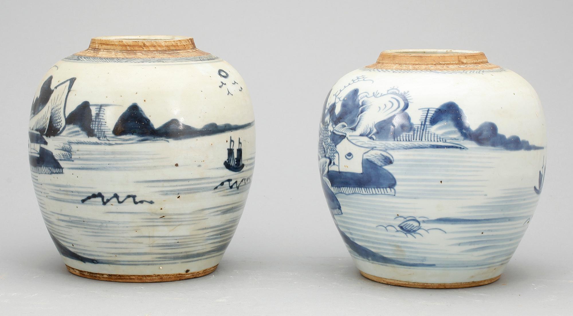 BOJANER, 2 st, porslin, Kina, 1800-tal.
