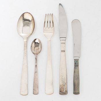 Jacob Ängman, 17 pieces of a 'Rosemholm' silver fatware set, GAB, Stockholm & Eskilstuna, Sweden, 1962-78.