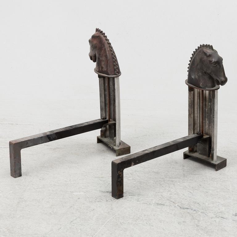 Fire dogs, a pair, Art Deco, first half of the 20th century.