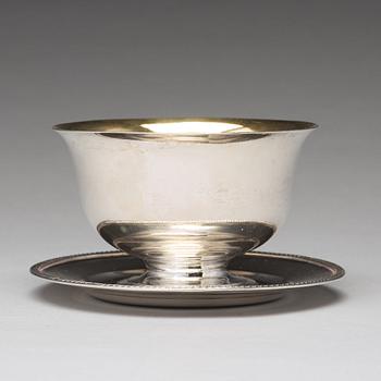 A Swedish 19th century parcel-gilt silver sauce bowl, mark of Johan Petter Grönvall, Stockholm 1824.