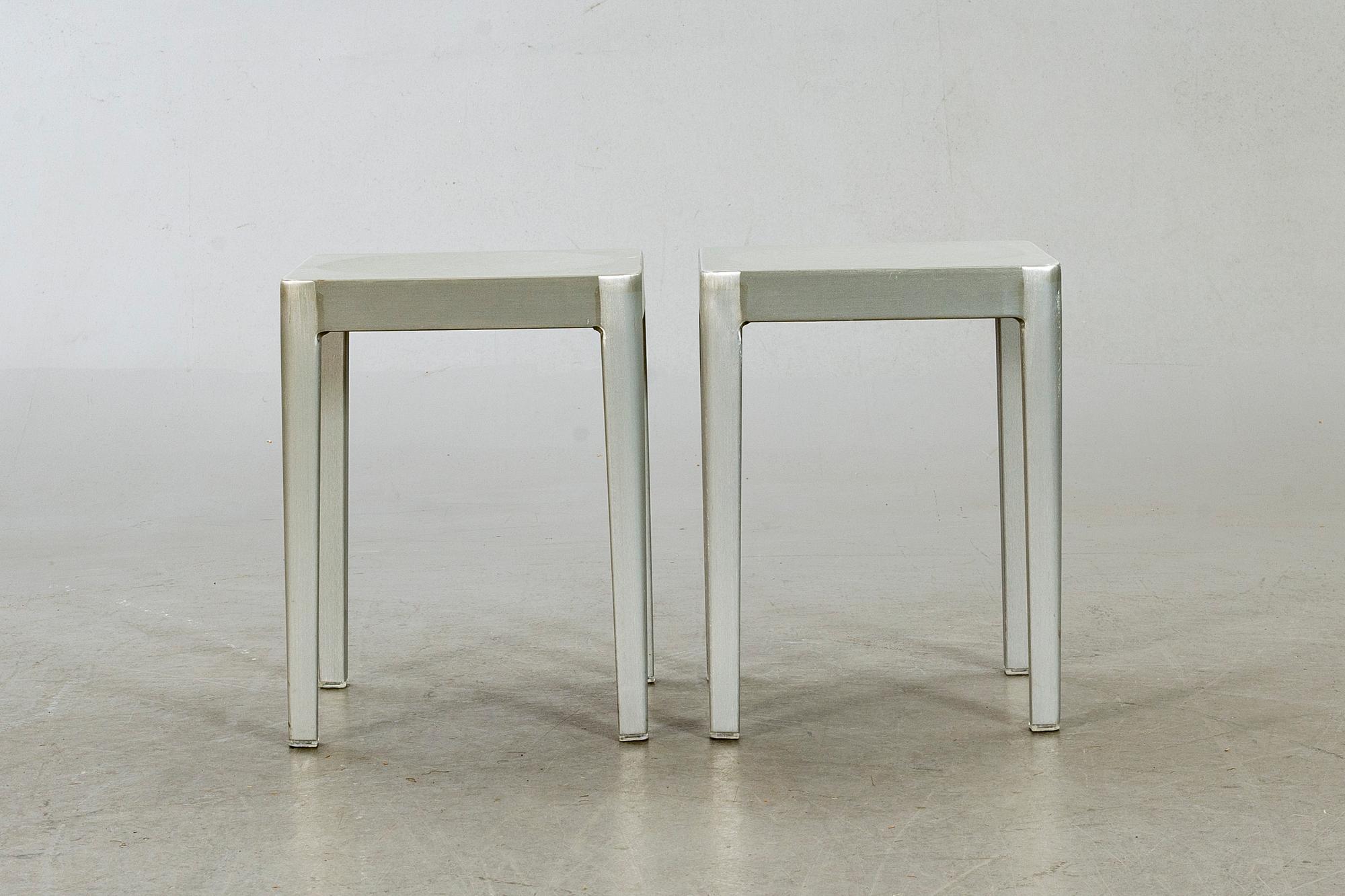 PHILIPPE STARCK, a pair of 21st century "Emeco Stool" in brushed aluminium.