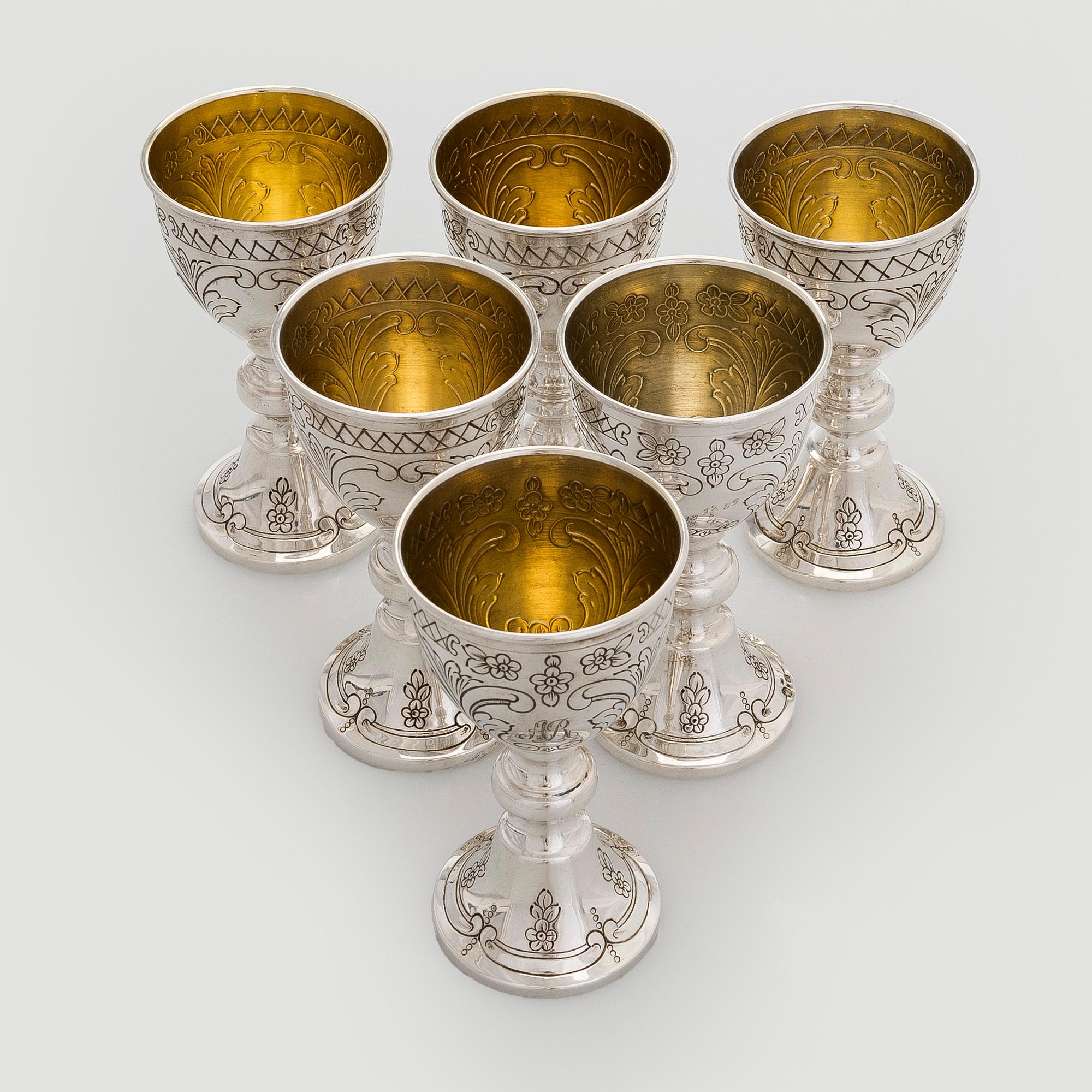 Pikareita, 6 kpl, hopea, Lissabon Portugali.