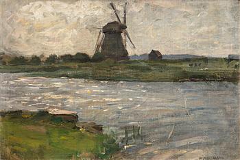 412. Piet Mondrian, Oostzijdse Mill viewed from dock at Landzicht Farm.