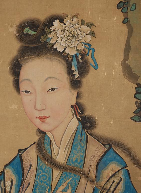 A hanging scroll, ink and color on paper, Qing dynasty.