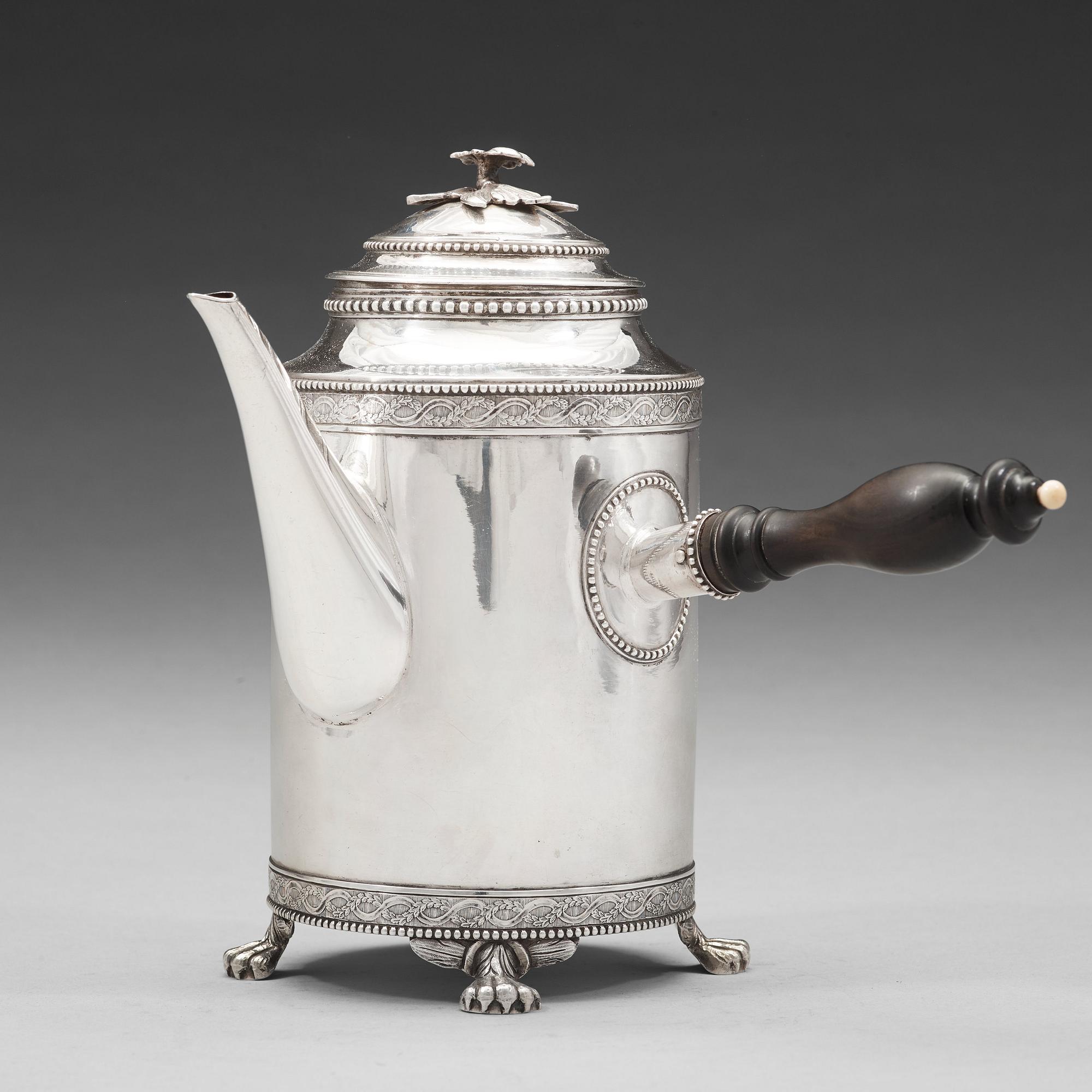 Nils Tornberg, kaffekanna, silver, Linköping 1792, gustaviansk.
